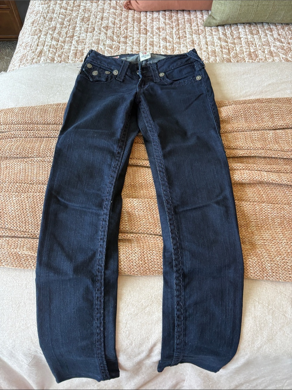 True Religion Women's Low-rise Skinny Jeans in Dark Blue Wash